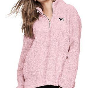Victoria Secret Pink Light Pink Sherpa Quarter Zip